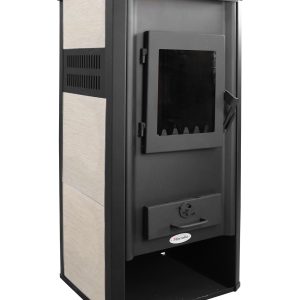 Termosemineu pe lemne, brichete si carbune Fornello Roma E , iVORY, 22 kW, 49x45x103 cm