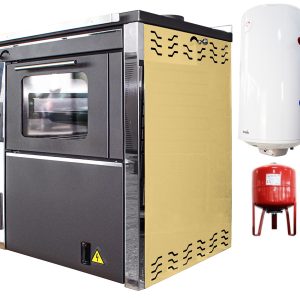 Pachet Termosemineu FORNELLO STAR CREAM 34 kw pe combustibil solid ( lemn,carbune,bricheti ) prevazut cu plita si cuptor pentru gatit, echipat cu pompa de circulare, boiler termoelectric 100l, vas expansiune, kit montaj