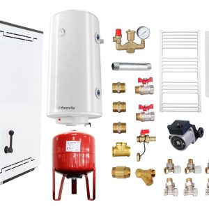 Pachet Termosemineu Fornello Dila Eco 29 kw pe combustibil solid ( lemn,carbune,bricheti ), radiatoare otel, boiler Fornello gcvs 100 l, vas expansiune, pompa circulare grundfos, termometru, termostat, regulator tiraj si fitinguri montaj