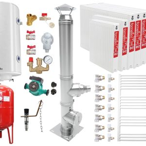 Pachet Centrala pe combustibil solid Fornello Eco Energy WB 40 kW, Puffer 1000 litri, Cos Inox, Radiatoare Otel, Boiler Termoelectric, Vas Expansune, Pompa si Fitinguri Montaj