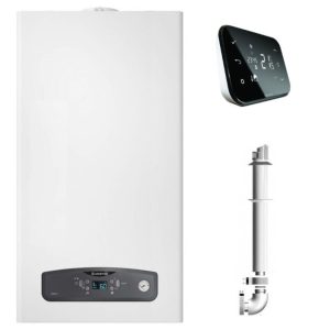 Centrala termica in condensatie Ariston Cares S 30 kW, kit evacuare inclus si Salus IT500 wifi termostat ambient cu control prin internet