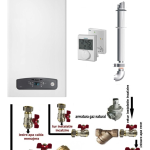 Centrala termica pe gaz in condensare Ariston CARES S 24 kW, clasa A, LCD, model nou, termostat ambient si pachet instalare
