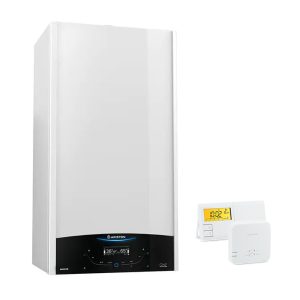 Pachet economic centrala termica in condensare Ariston Genus One+ 24 EU 24 kW, kit evacuare gaze arse Ariston si Termostat Radio Comanda Salus 091FLRFV2 incluse