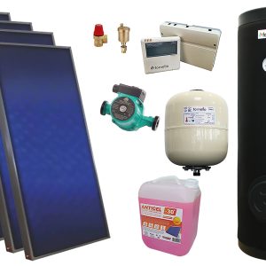 Pachet solar presurizat, 4x panou plan Sunsystem PК SL FP 2.4, Boiler cu 2 serpentine Fornello SOL 500 LT 2S, controller, vas expansiune solar, pompa, supapa, aerisitor, antigel
