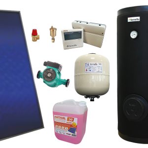 Pachet solar, presurizat, panou plan Sunsystem PК SL FP 2.4, Boiler cu 2 serpentine Fornello SOL 200 LT 2S, controller, vas expansiune solar, pompa, supapa, aerisitor, antigel