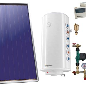 Pachet sistem solar presurizat, Panou Solar Plan Sunsystem Select PK SL CL NL 2.15 m², Boiler cu 2 serpentine Fornello Optima GCV7/4S 120 l, grup pompare, controller, vas expansiune, antigel, aerisitor 1/2