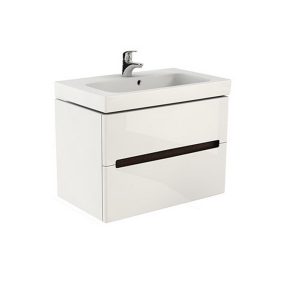 Set Dulap suspendat pentru lavoar Kolo Modo mdf alb 2 sertare 60 cm cu Lavoar Kolo Modo 80x48.50cm, montare pe mobilier ( stoc bucegi )