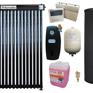 Pachet sistem solar presurizat, panou Fornello 20 Tuburi Heat Pipe, Boiler cu 2 serpentine FIAMA WPC HT 160 LT 2S, controller, vas expansiune, grup pompare, aerisitor 1/2, antigel