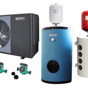 Pachet Pompa de caldura aer-apa pentru incalzire si racire FORNELLO ECO Green CGK025V3L MONOBLOC 9.5 KW, Puffer Sunsystem PSM 80 LITRI, Boiler Fornello HP 200 litri, Pompe, Vas Expansiune Sanitar, Vas expansiune Termic, MONOFAZAT