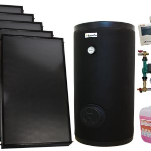 Pachet sistem solar presurizat, 5 x Panou solar plan Fornello 2.0 m² SPFP, Boiler cu 2 serpentine FORNELLO SOL 500 LT 2S, grup pompare, controller, vas expansiune, antigel, aerisitor 1/2