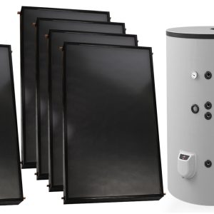 Pachet sistem solar presurizat, 8 x Panou solar plan Fornello 2.0 m² SPFP, Boiler solar cu 2 serpentine si rezistenta electrica ELDOM FV75011S2 - 750 l, grup pompare, controller, vas expansiune, antigel, aerisitor 1/2