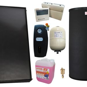 Pachet sistem solar presurizat, Panou solar plan Fornello 2.0 m² SPFP, Boiler cu 2 serpentine FIAMA WPC HT 160 LT 2S, grup pompare, controller, vas expansiune, antigel, aerisitor 1/2