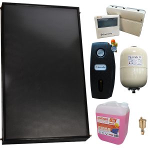 Pachet premium sistem solar presurizat fara boiler, Panou solar plan Fornello 2.0 m² SPFP, grup pompare, controller, vas expansiune, antigel, aerisitor 1/2