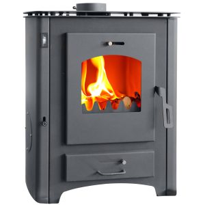 Termosemineu pe lemne, brichete si carbune Fornello B Max ER, Black, 24-26 kW, 650x520x800 mm