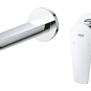 Baterie lavoar Grohe Bau Edge New, pipa 17 cm, montaj incastrat, corp ingropat inclus, crom